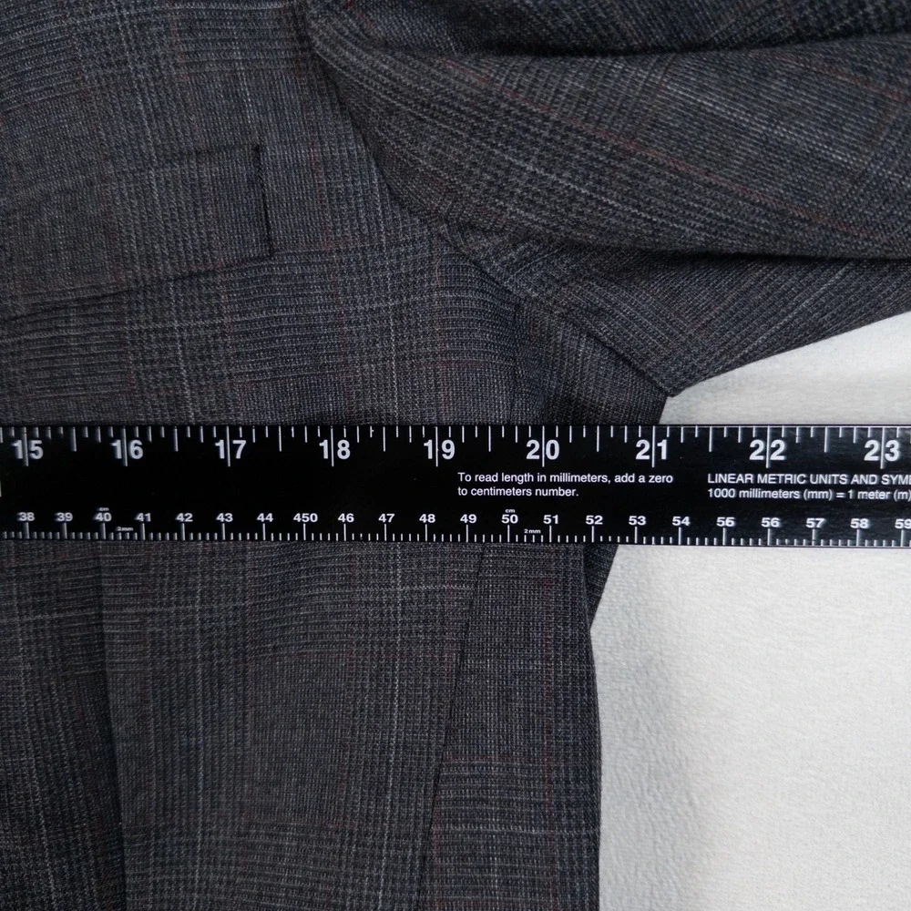 Halston Mens Blazer 40R Charcoal Gray Glen Plaid 2-Button Sport Coat Jacket